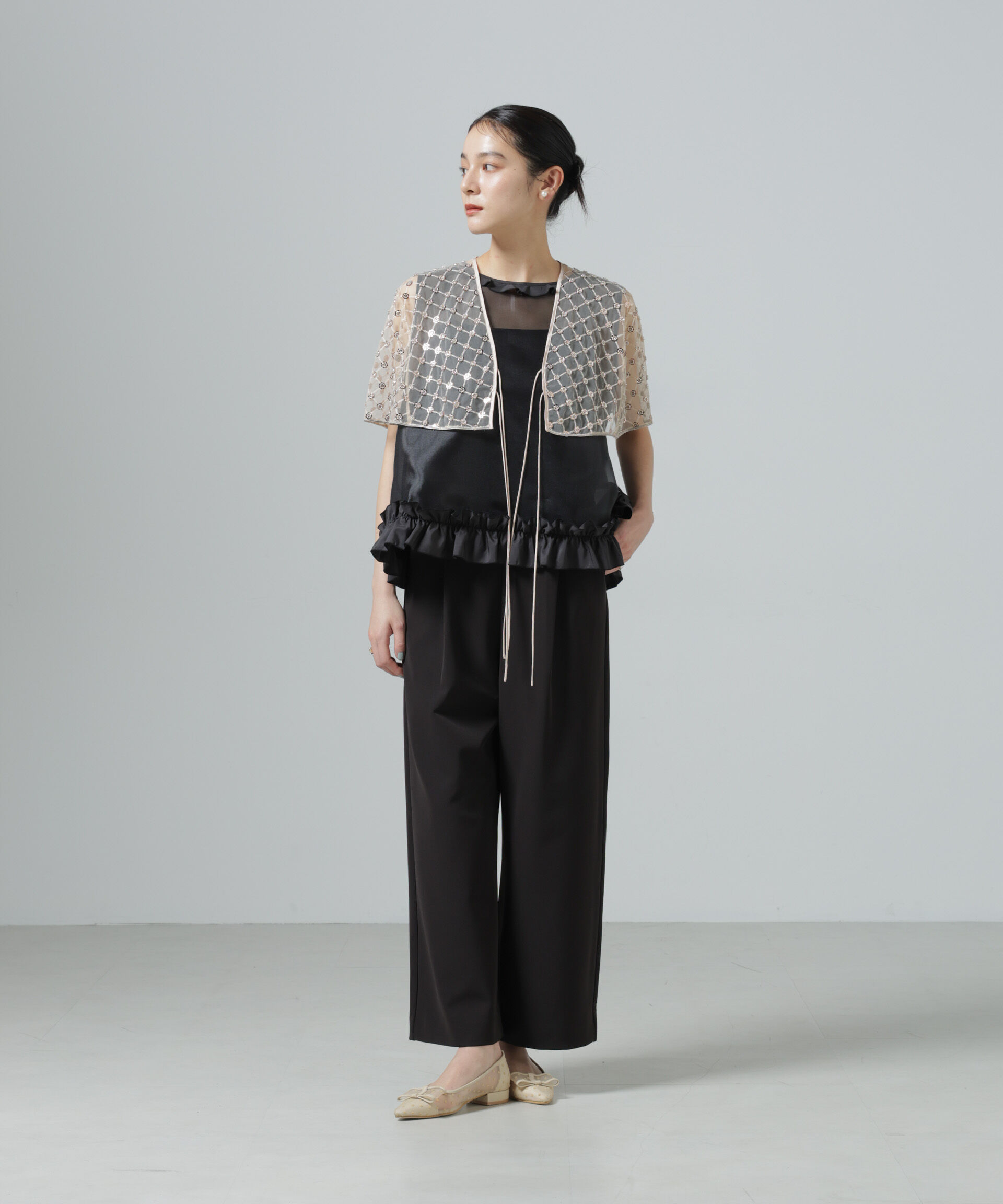 nano･universe「スパンコールビーズ刺繍ボレロストール」|シャツ・ブラウス|