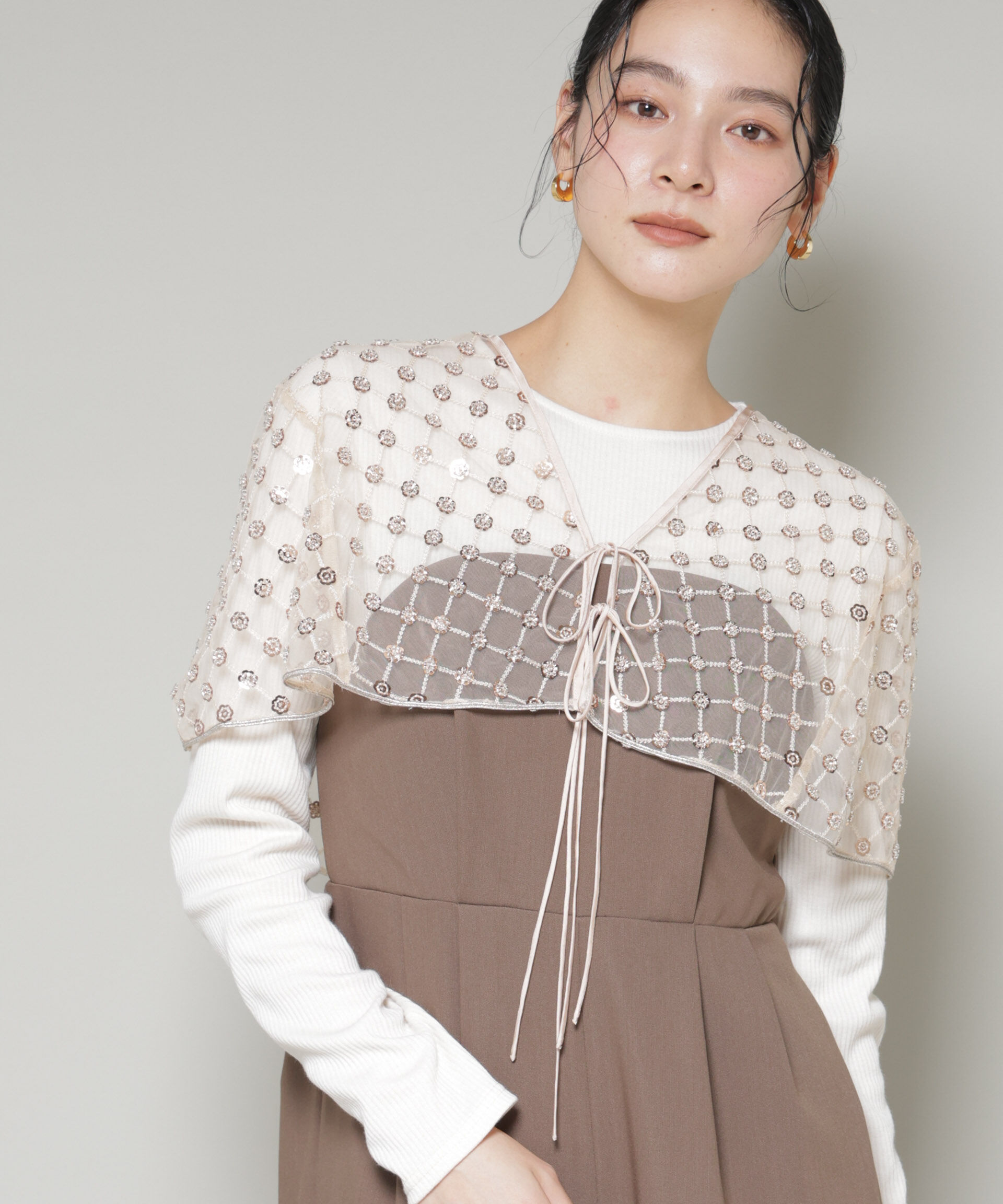 nano･universe「スパンコールビーズ刺繍ボレロストール」|シャツ・ブラウス|