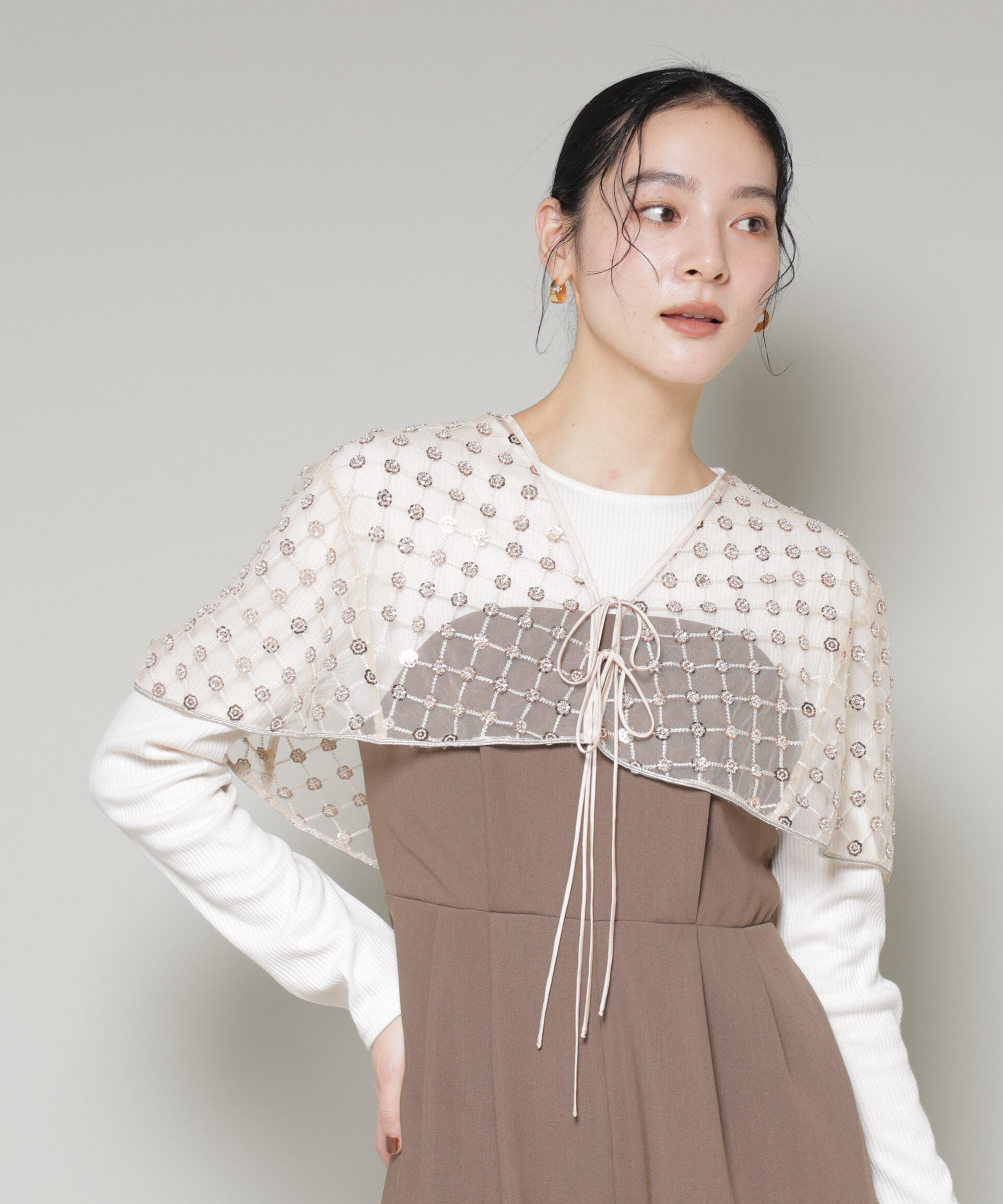 nano･universe「スパンコールビーズ刺繍ボレロストール」|シャツ・ブラウス|
