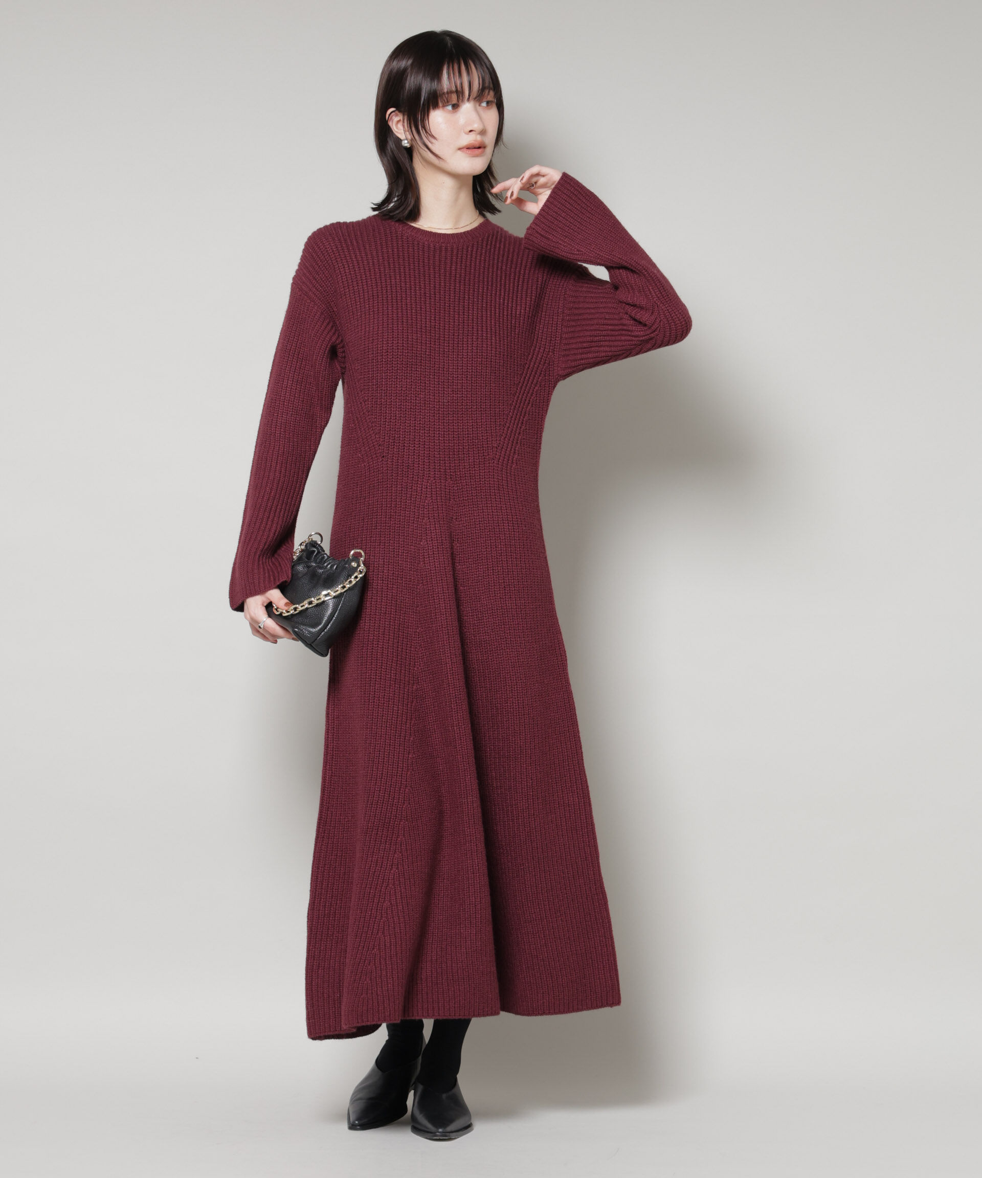 nano･universe「片畦フレアニットワンピース」|ワンピース|