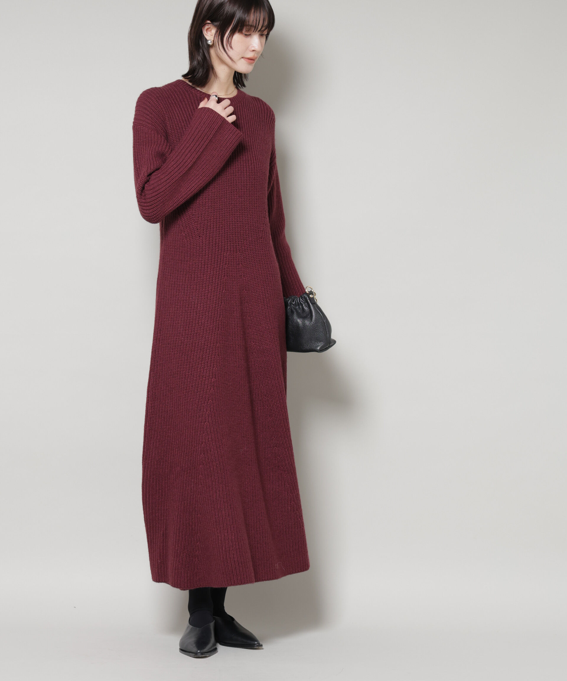 nano･universe「片畦フレアニットワンピース」|ワンピース|