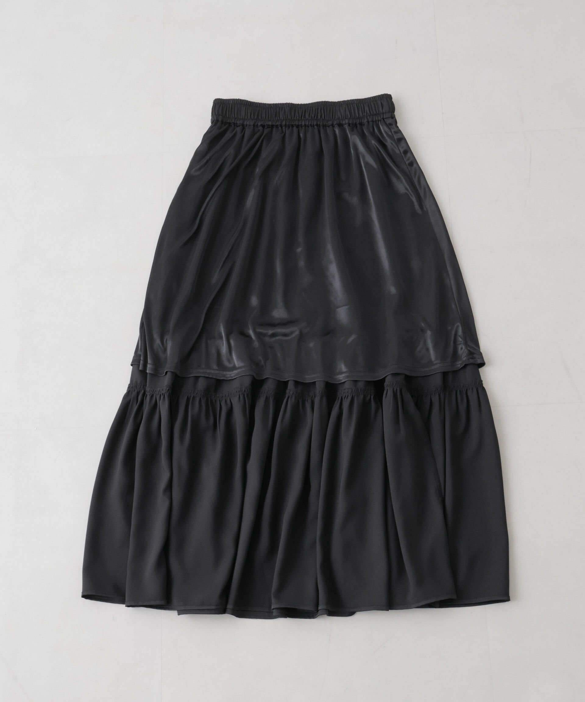 nano･universe「ティアード切り替えサテンギャザースカート」|スカート|