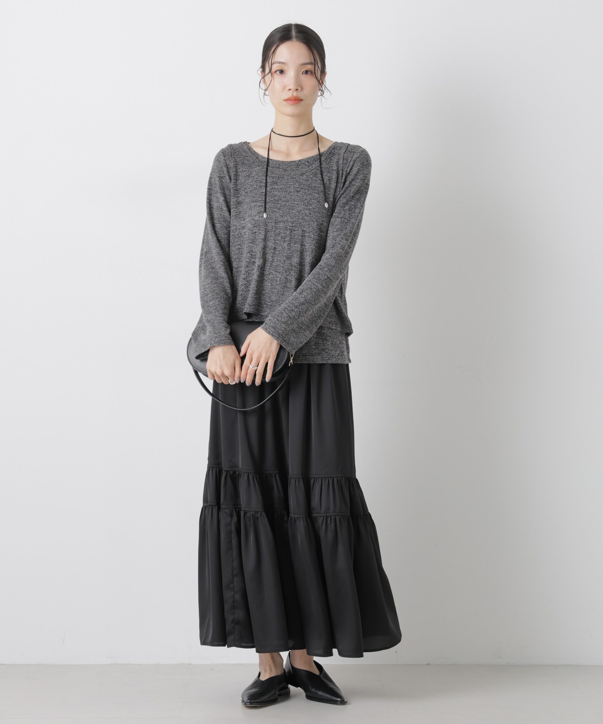 nano･universe「ティアード切り替えサテンギャザースカート」|スカート|