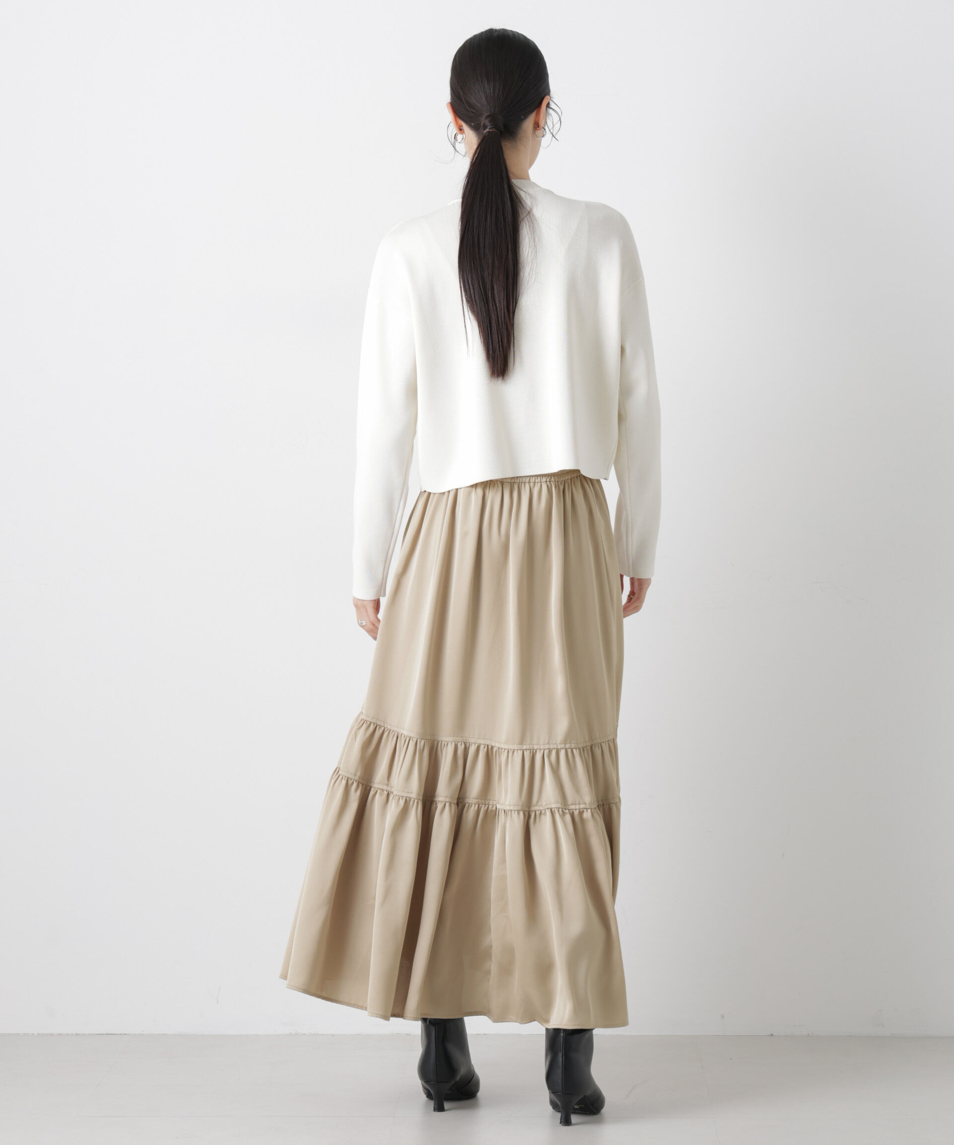 nano･universe「ティアード切り替えサテンギャザースカート」|スカート|