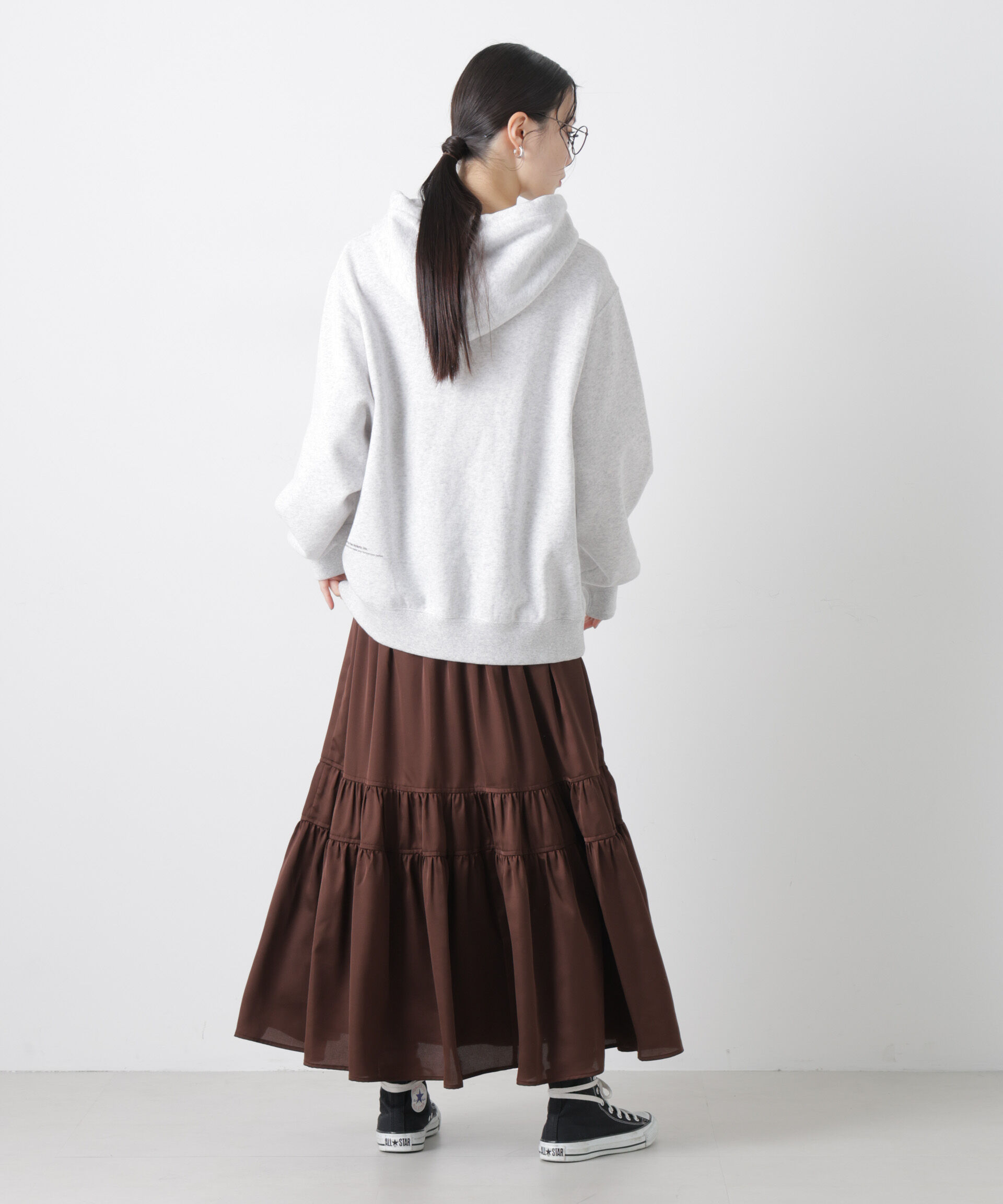 nano･universe「ティアード切り替えサテンギャザースカート」|スカート|