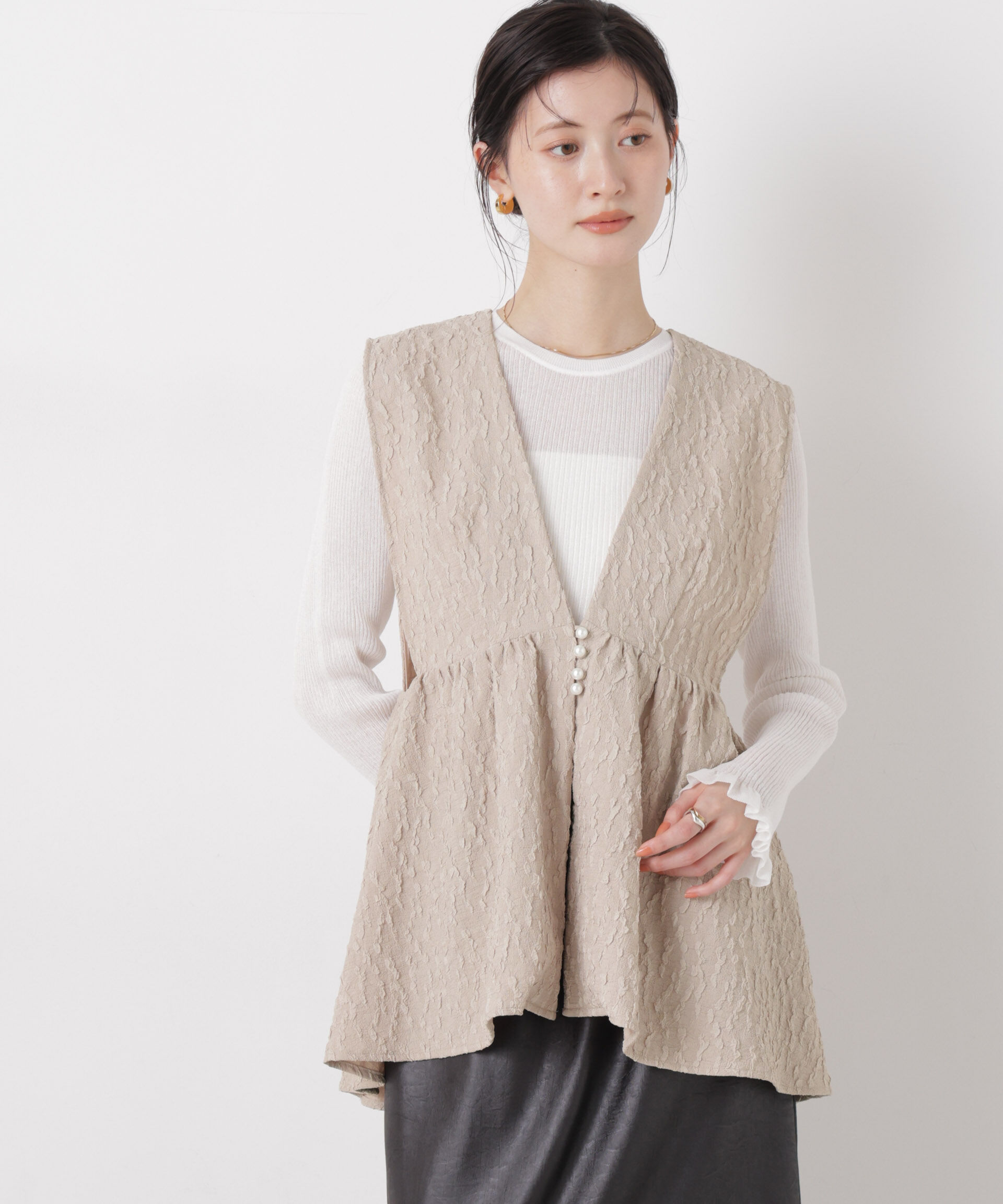 nano･universe「troisieme chaco/別注 PUFFY JACQUARD ジレ」|テーラードジャケット|