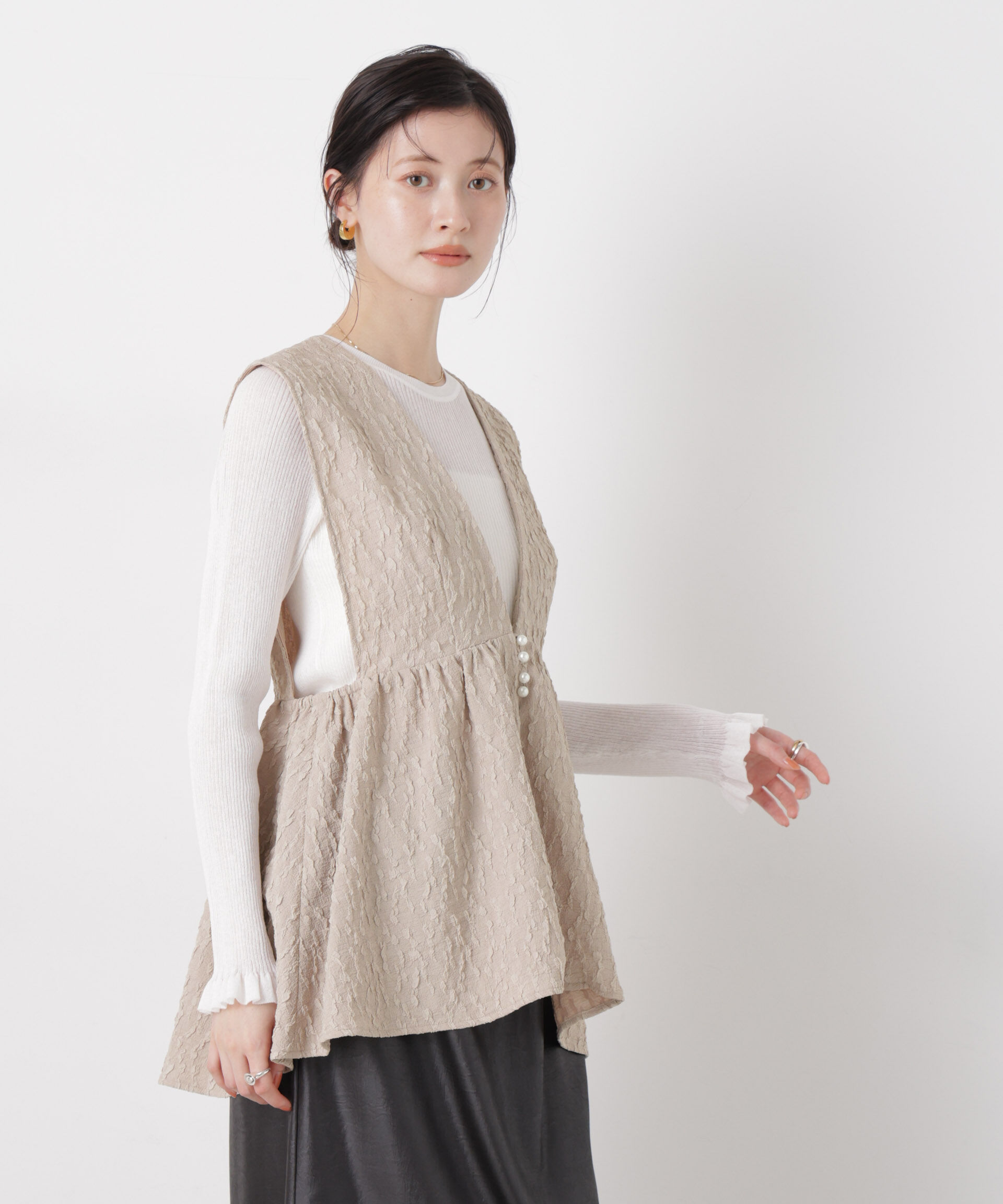 nano･universe「troisieme chaco/別注 PUFFY JACQUARD ジレ」|テーラードジャケット|