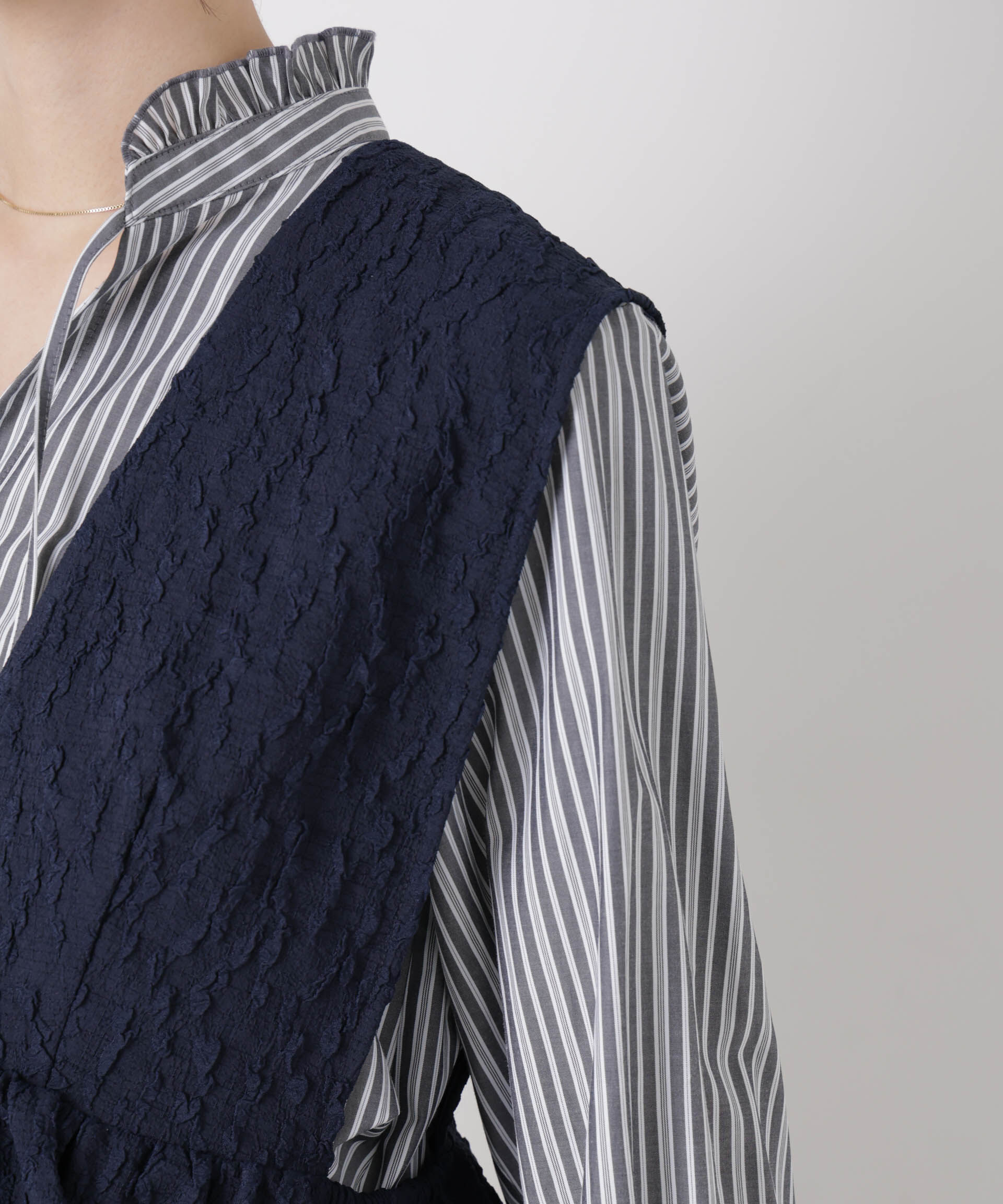 nano･universe「troisieme chaco/別注 PUFFY JACQUARD ジレ」|テーラードジャケット|