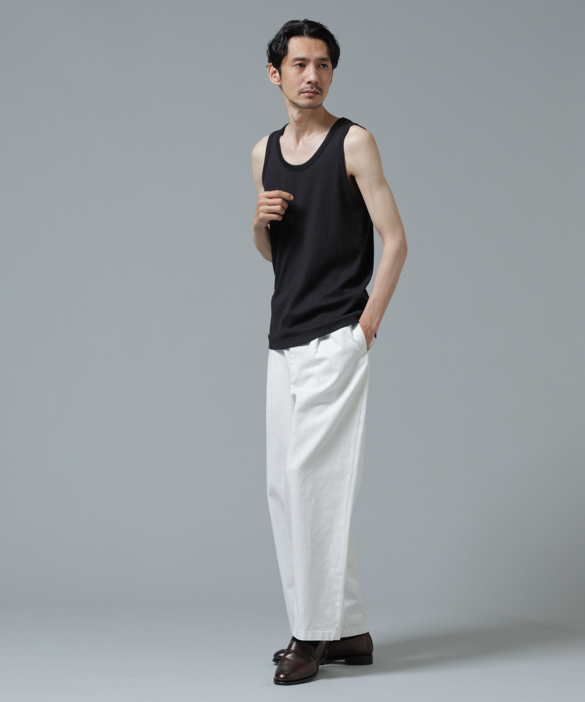 nano･universe「Anti Soaked(R) 汗染み防止 リブタンクトップ」|Tシャツ・カットソー|