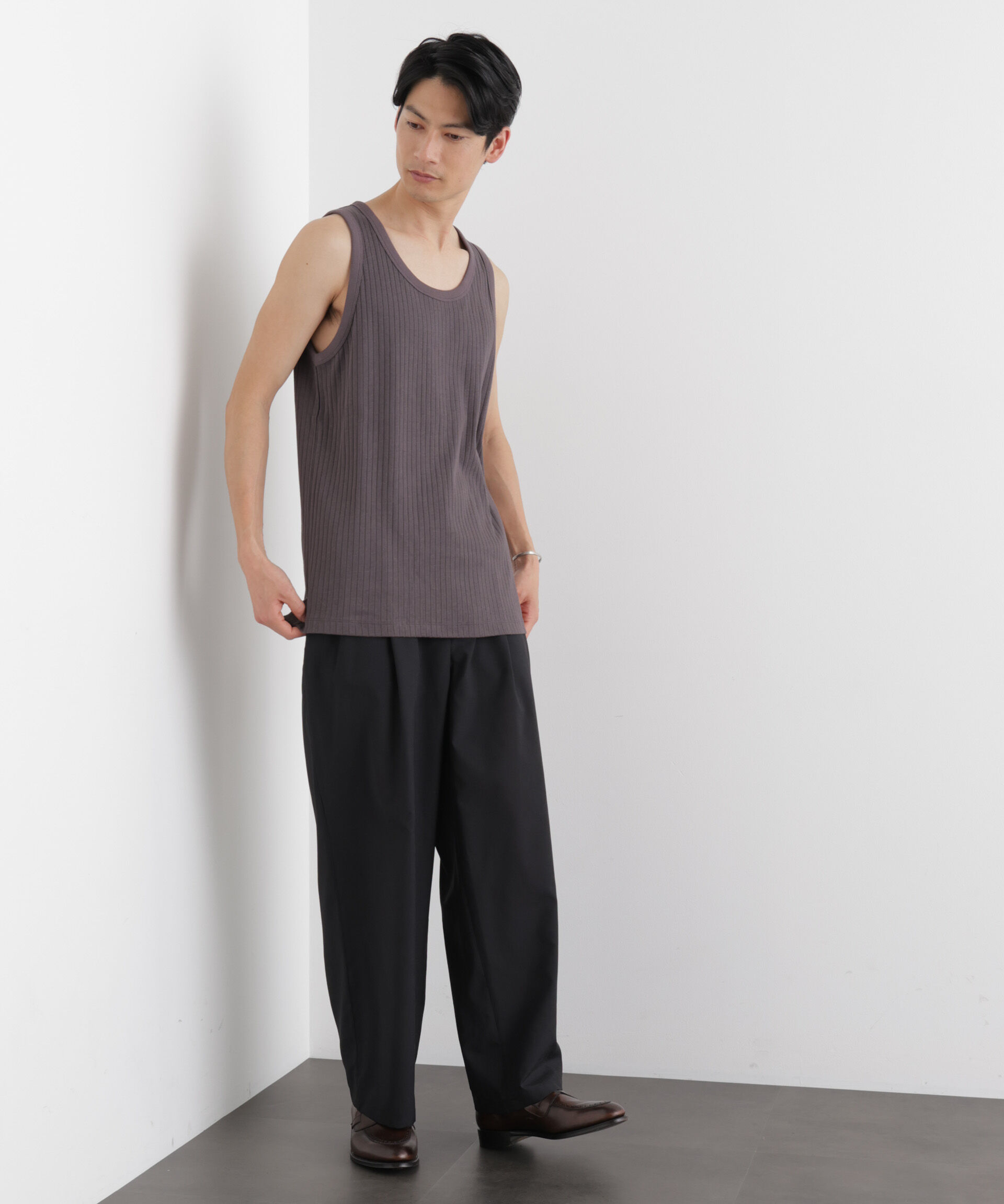 nano･universe「Anti Soaked(R) 汗染み防止 リブタンクトップ」|Tシャツ・カットソー|