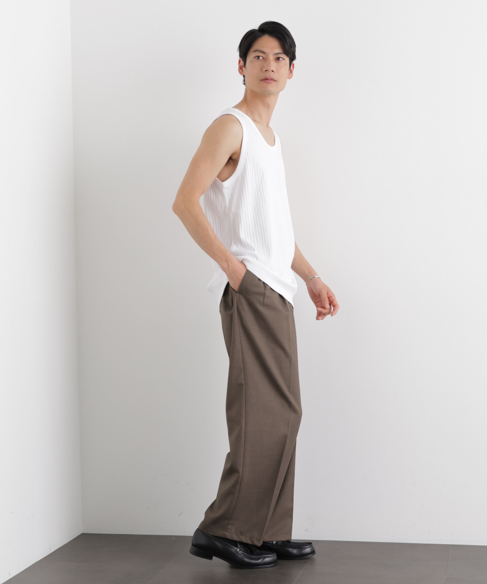 nano･universe「Anti Soaked(R) 汗染み防止 リブタンクトップ」|Tシャツ・カットソー|