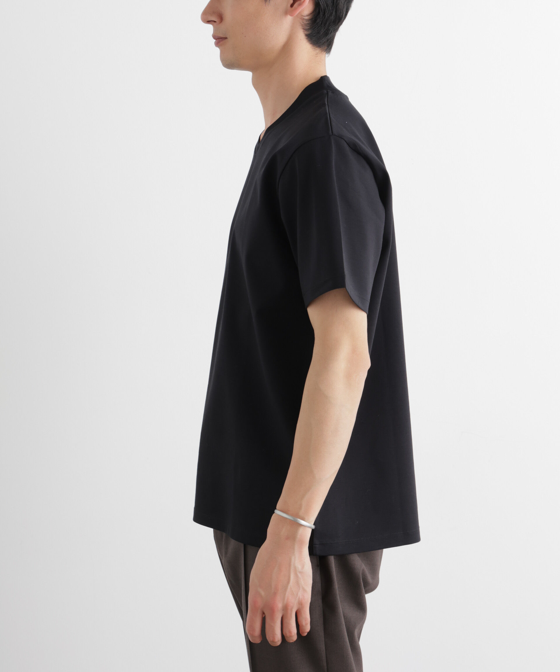 nano･universe「ジャケT(R)プレミアム Vネック 半袖」|Tシャツ・カットソー|