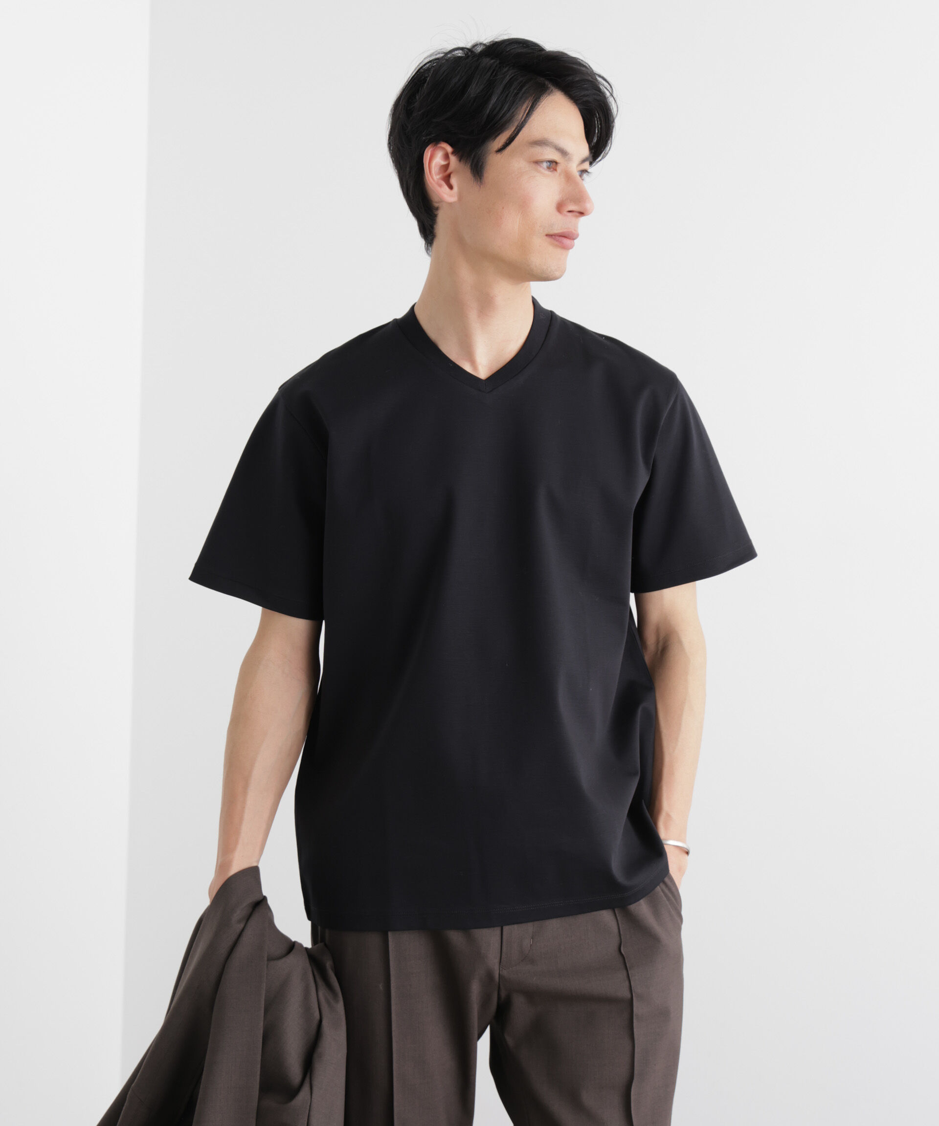 nano･universe「ジャケT(R)プレミアム Vネック 半袖」|Tシャツ・カットソー|