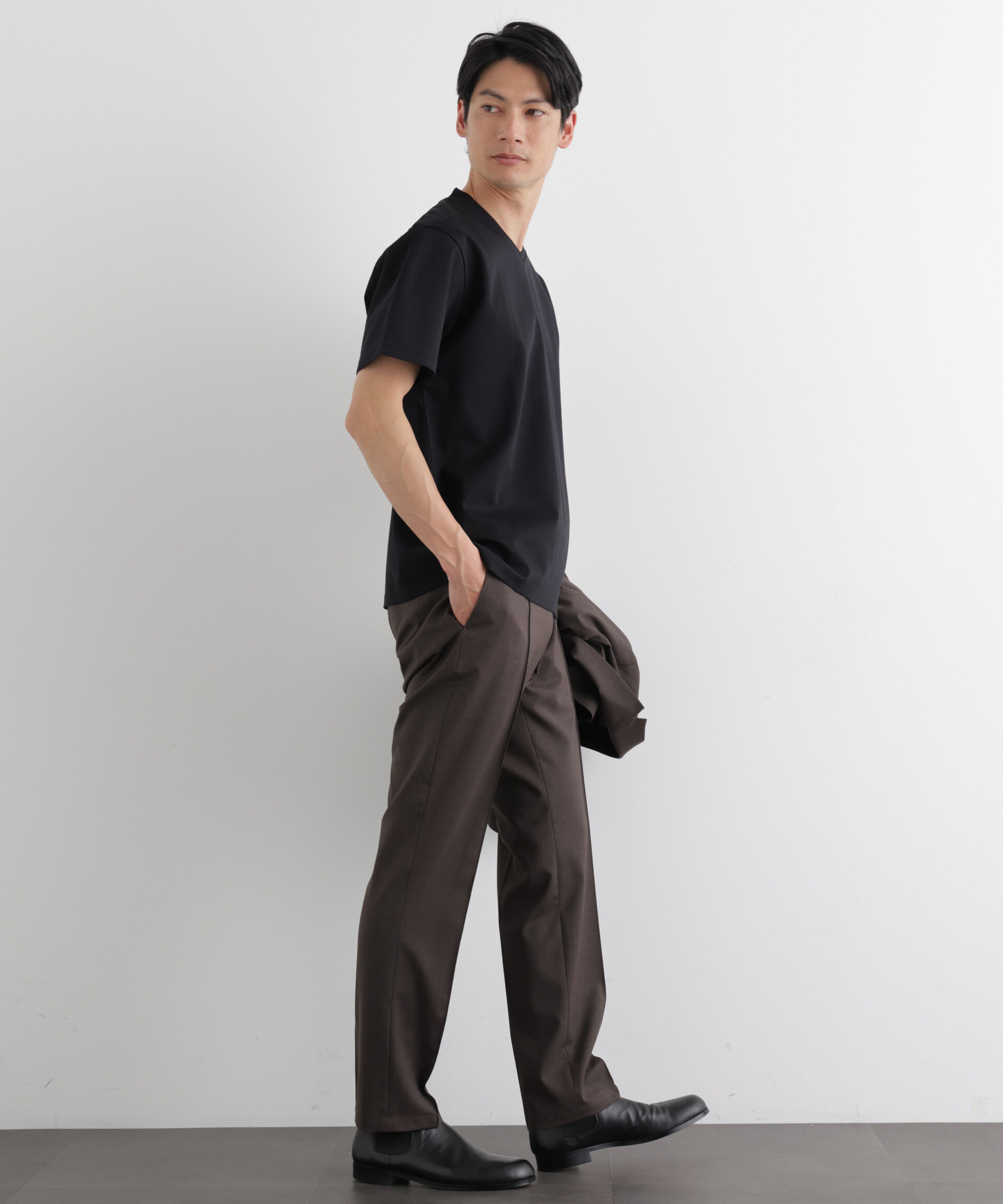 nano･universe「ジャケT(R)プレミアム Vネック 半袖」|Tシャツ・カットソー|