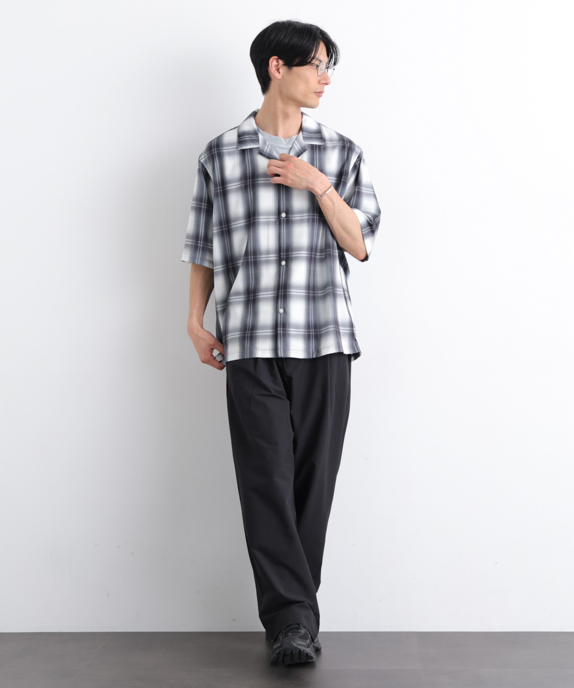 nano･universe「オンブレーチェックシャツ 半袖」|シャツ・ブラウス|