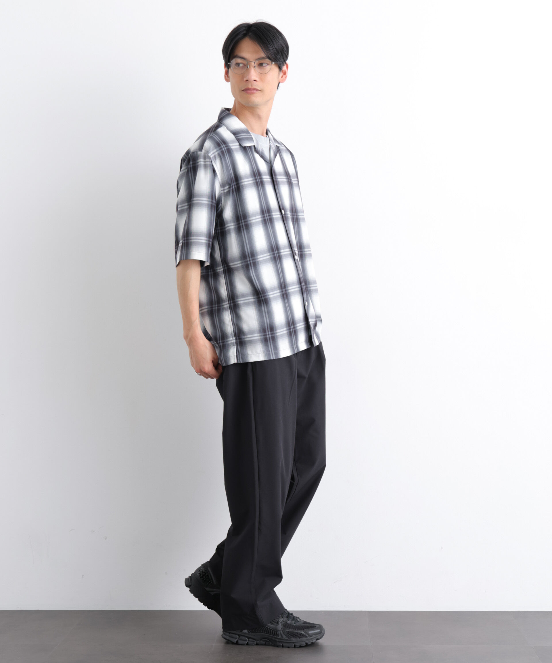 nano･universe「オンブレーチェックシャツ 半袖」|シャツ・ブラウス|