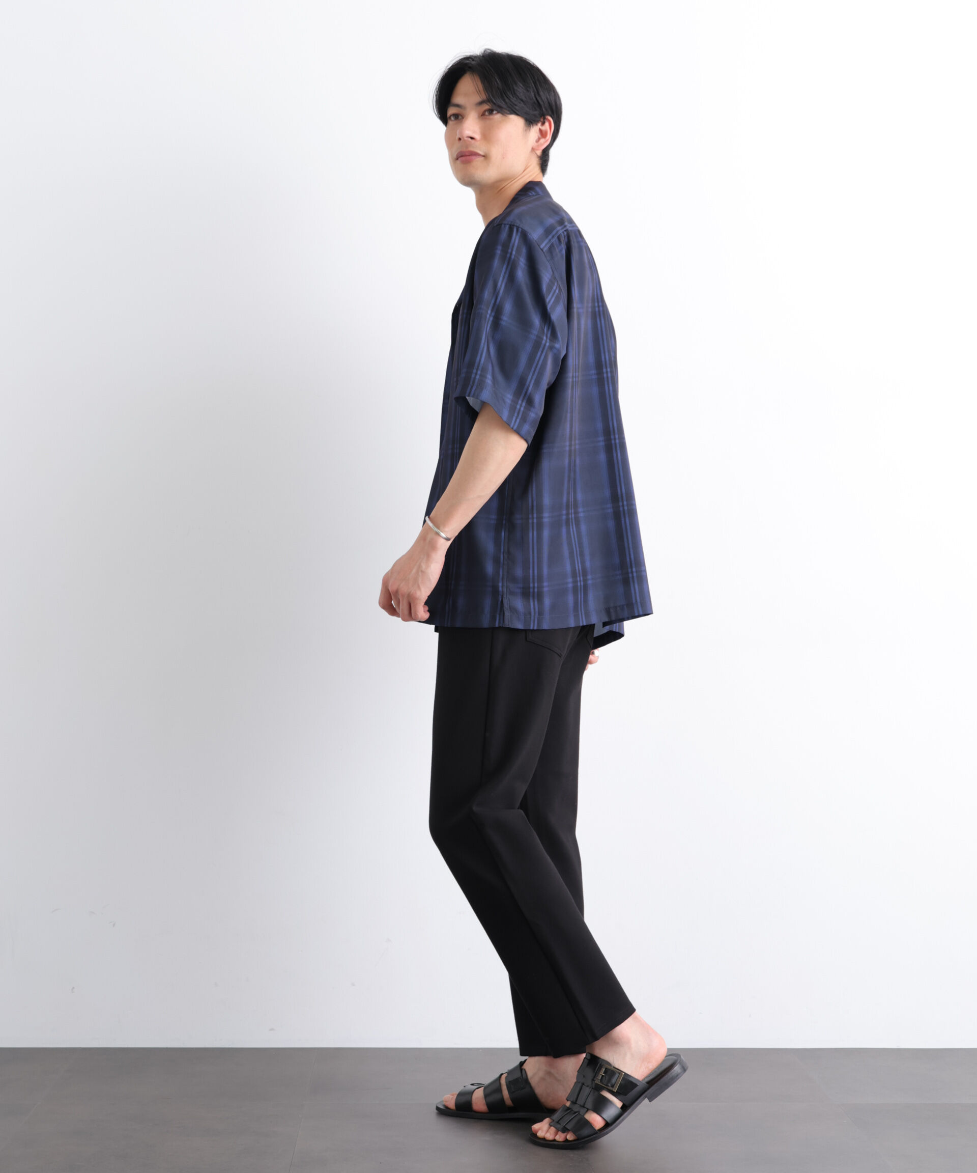 nano･universe「オンブレーチェックシャツ 半袖」|シャツ・ブラウス|