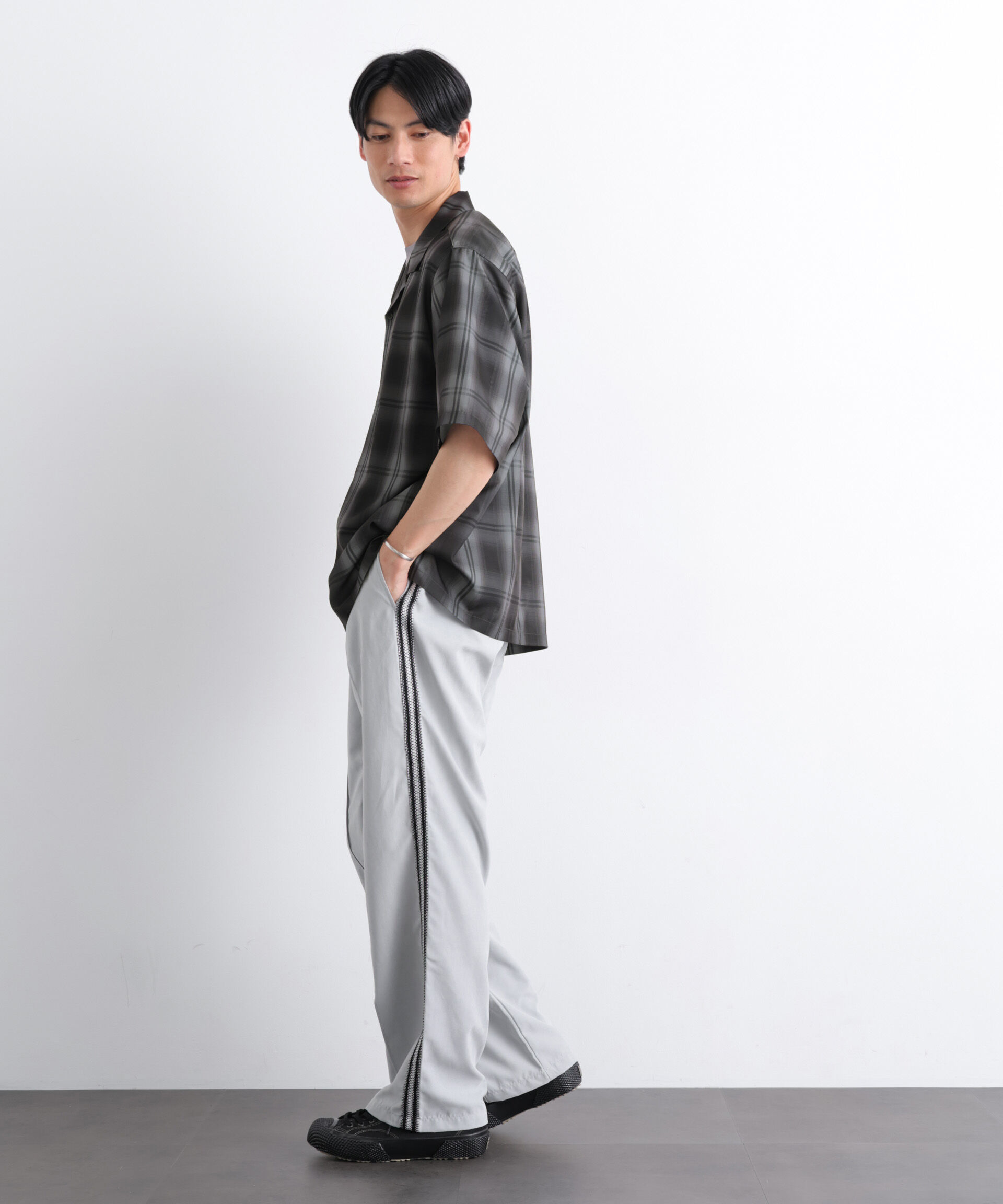 nano･universe「オンブレーチェックシャツ 半袖」|シャツ・ブラウス|