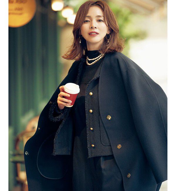 自由区「ウールリバーロング コート」|ノーカラーコート|