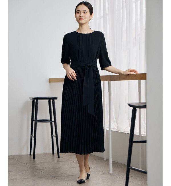 自由区「【セレモニー・オケージョン】シフォンプリーツ ワンピース」|ワンピース|[新色]ブラック