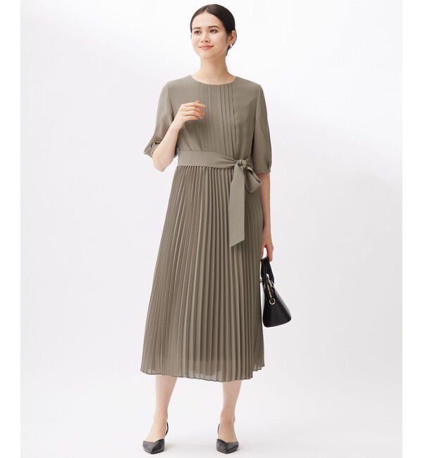 自由区「【セレモニー・オケージョン】シフォンプリーツ ワンピース」|ワンピース|モカ