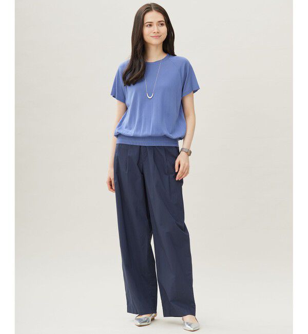 自由区「【接触冷感・UVケア・洗える】ドレーピーラグランスリーブ ニットソー」|Tシャツ・カットソー|