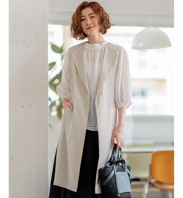 23区「【CLASSY.6月号掲載/洗える】リネンレーヨンストレッチ ジレ」|その他|ベージュ