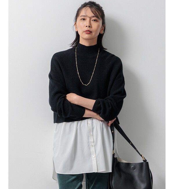 23区「【洗える】レイヤードコンビ ニット」|ニット・セーター|ブラック系