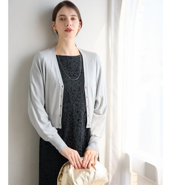 23区「【APPLAUDIR】コンパクト ドルマンスリーブ ラメカーディガン」|カーディガン|シルバー
