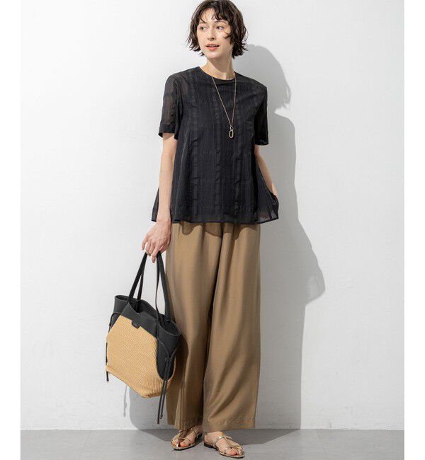 23区「シアーチェックレイヤード フレア Tブラウス」|シャツ・ブラウス|