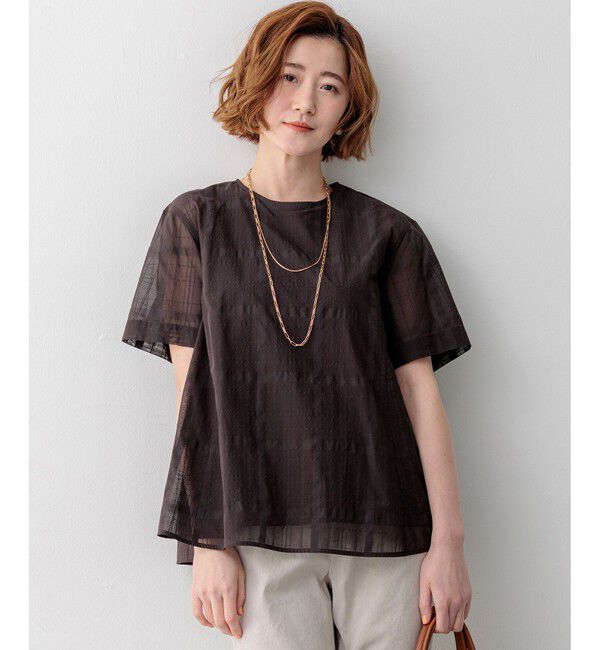 23区「シアーチェックレイヤード フレア Tブラウス」|シャツ・ブラウス|ﾀﾞｰｸﾌﾞ