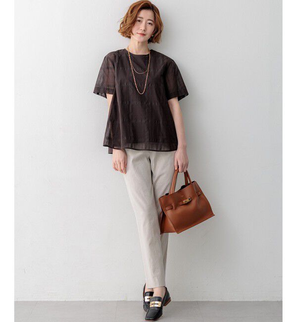 23区「シアーチェックレイヤード フレア Tブラウス」|シャツ・ブラウス|