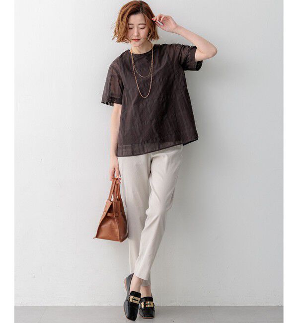 23区「シアーチェックレイヤード フレア Tブラウス」|シャツ・ブラウス|