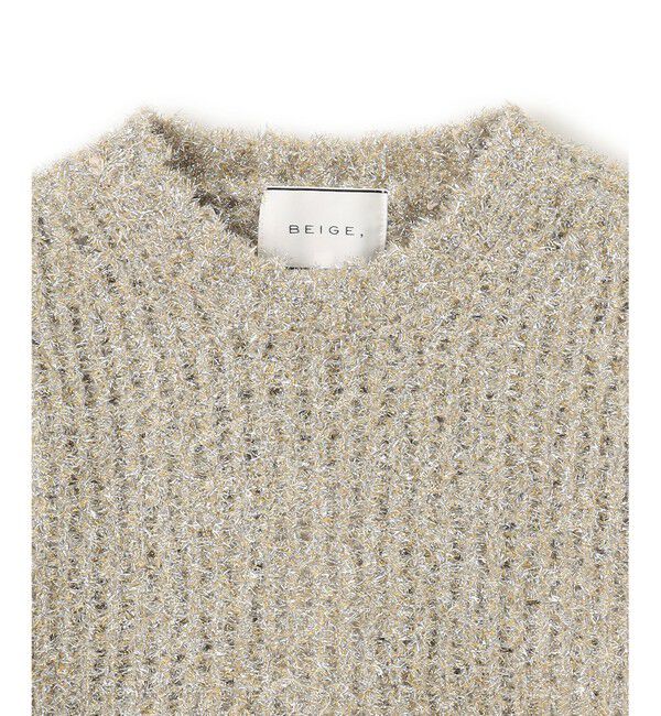 BEIGE,「【洗える・Precious 4月号掲載】TRITOMA / ラメクルーネック半袖ニット」|ニット・セーター|