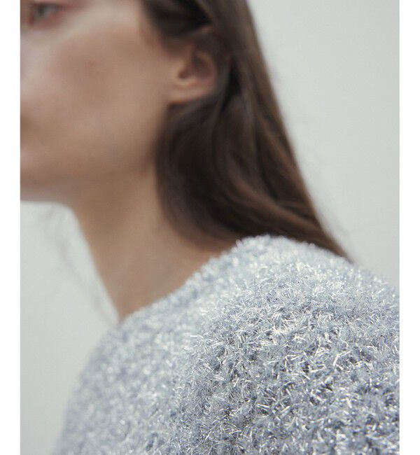 BEIGE,「【洗える・Precious 4月号掲載】TRITOMA / ラメクルーネック半袖ニット」|ニット・セーター|