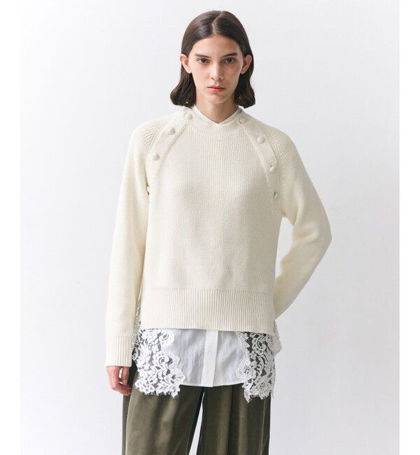 BEIGE,「【GISELe掲載】HELIODOR / スポンディッシュマリンボタンニット」|ニット・セーター|Ecru