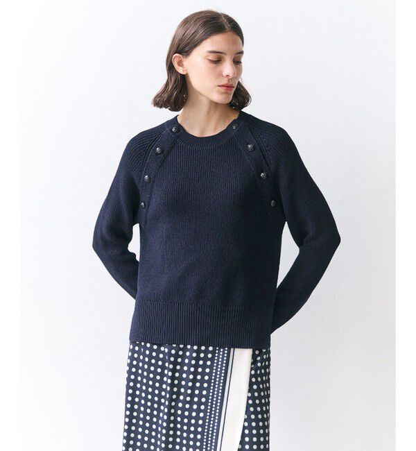 BEIGE,「【GISELe掲載】HELIODOR / スポンディッシュマリンボタンニット」|ニット・セーター|Navy