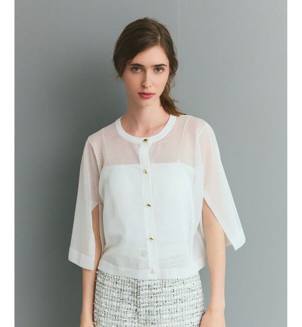 Grace Class「ニットシアーケープカーディガン」|カーディガン|ホワイト