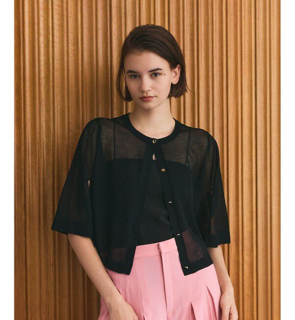 Grace Class「ニットシアーケープカーディガン」|カーディガン|ブラック