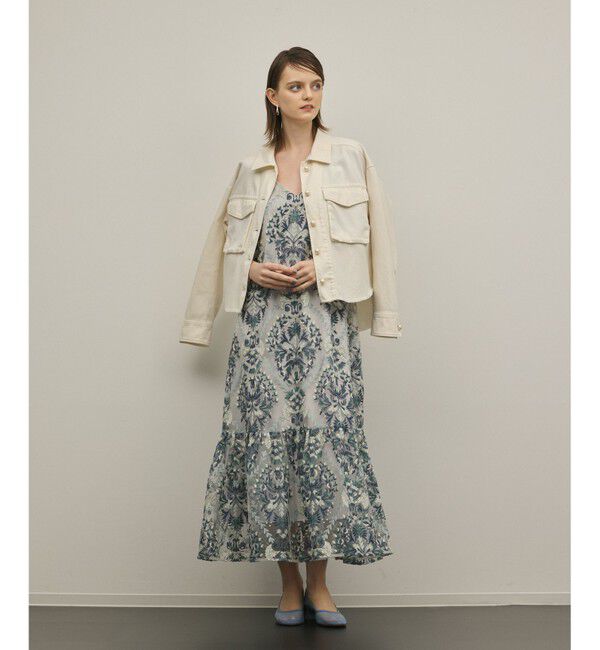 GRACE CONTINENTAL「オーナメントembワンピース」|ワンピース|ブルー