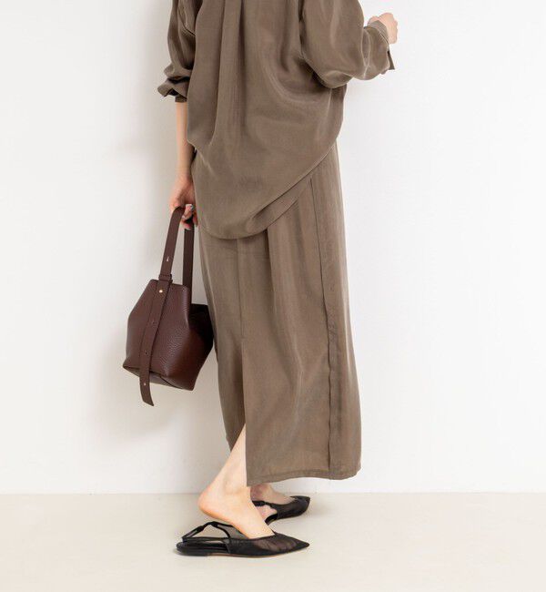 NOLLEY'S「《セットアップ対応》ウォッシャブルシルキーキュプライージースカート」|スカート|