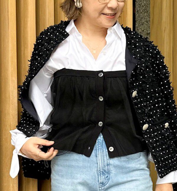 NOLLEY'S「《手洗い可能》チュールリブビスチェ」|キャミソール|ブラック