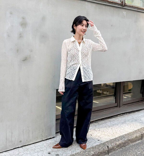 MAQWEL「【MAQWEL/マクウェル】ウォッシャブルストレッチレースシャツ」|シャツ・ブラウス|