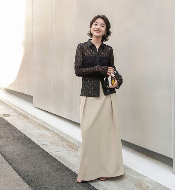 MAQWEL「【MAQWEL/マクウェル】ウォッシャブルストレッチレースシャツ」|シャツ・ブラウス|