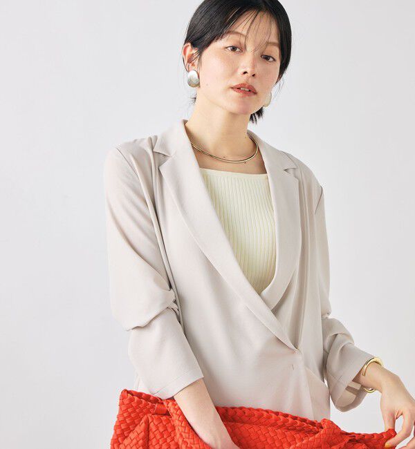 NOLLEY'S sophi「《セットアップ対応》ウォッシャブルエアリージョーゼットドレープライトジャケット」|テーラードジャケット|