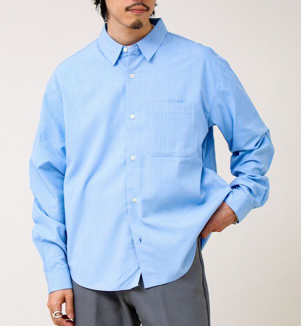 GLOSTER「【ストライプ/無地】レーヨン混 レギュラーカラーシャツ」|シャツ・ブラウス|