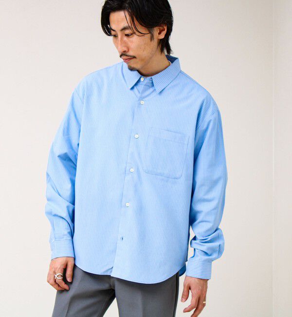 GLOSTER「【ストライプ/無地】レーヨン混 レギュラーカラーシャツ」|シャツ・ブラウス|