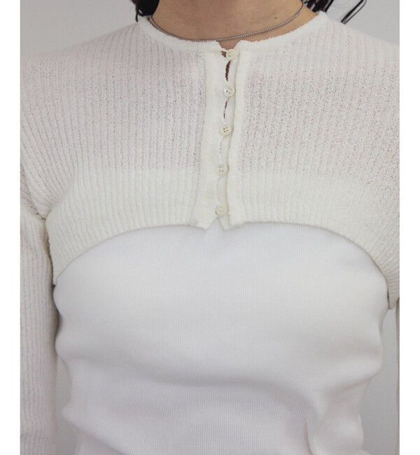 SALON adam et rope'「【WEB限定】ループヤーンリブショートカーディガン/ボレロ［セットアップ対応］」|カーディガン|