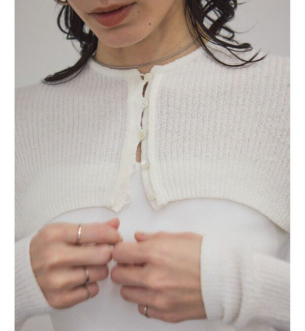 SALON adam et rope'「【WEB限定】ループヤーンリブショートカーディガン/ボレロ［セットアップ対応］」|カーディガン|