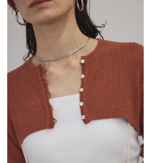 SALON adam et rope'「【WEB限定】ループヤーンリブショートカーディガン/ボレロ［セットアップ対応］」|カーディガン|